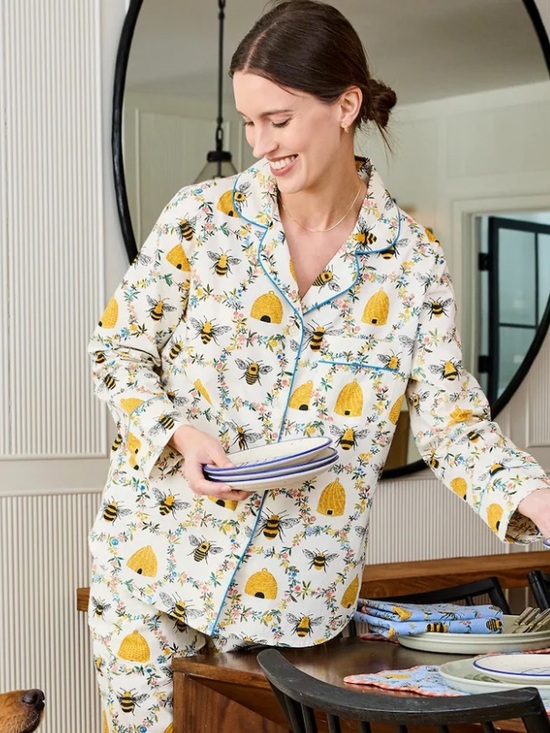 Printfresh Other - Printfresh Tall Pajama Top Long sleeve in Sweet Bee Organic Cotton  Sz MT